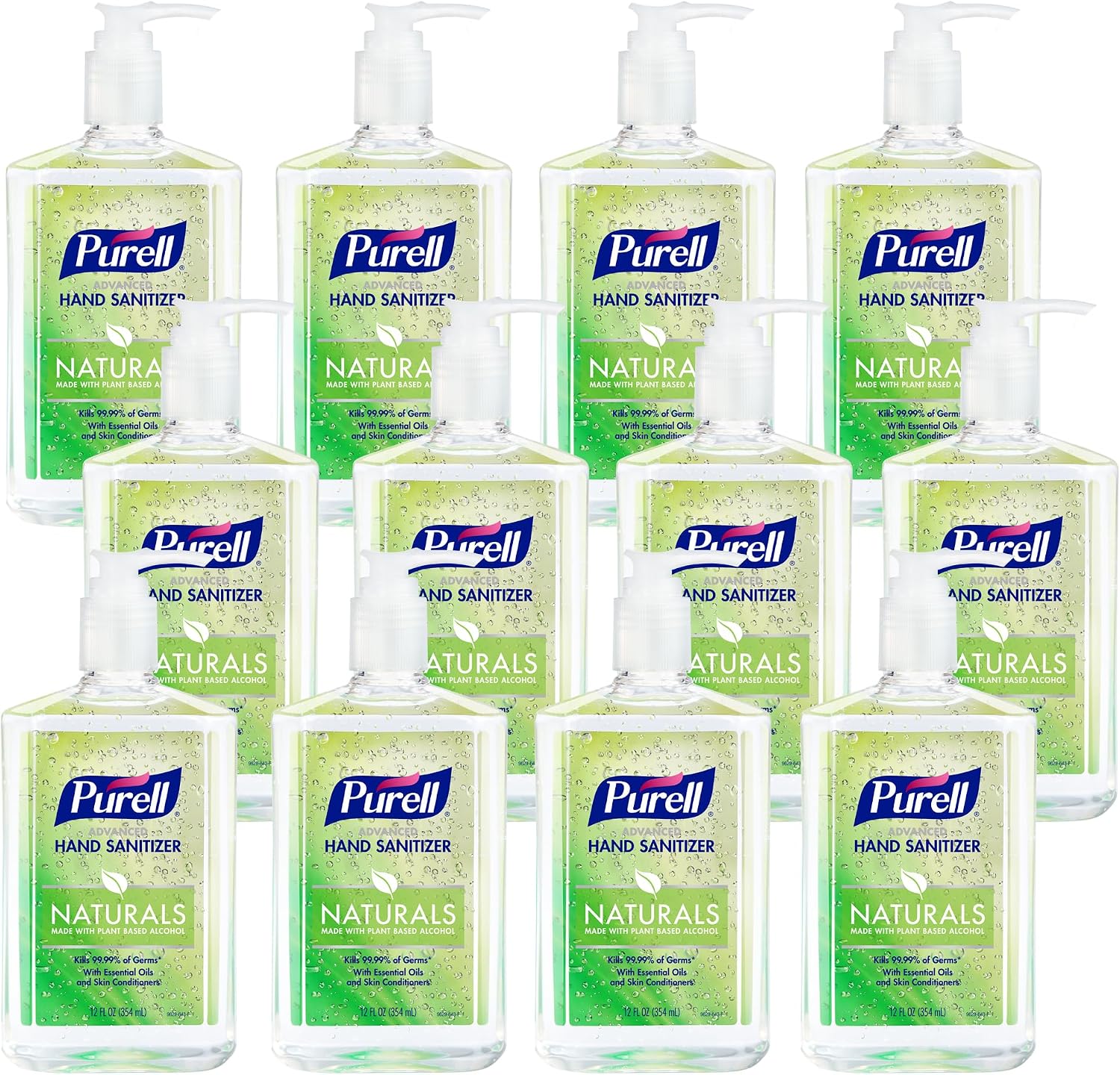 Purell Naturals Hand Sanitizer Gel, Pump Bottle, 12ct x 12 fl oz - 9629-12