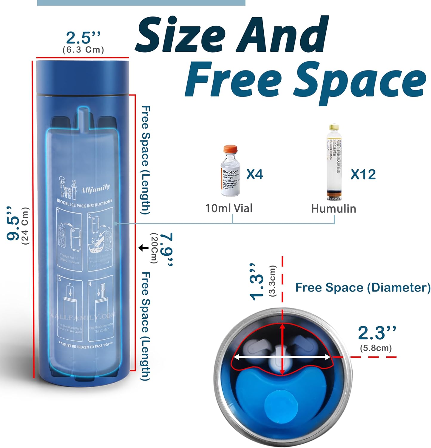 4ALLFAMILY Nomad Insulin Travel Case Cooler - TSA Approved - Blue | 48H Non-Electric Insulin Travel Cooler with Lightweight Build and Reusable Thermal Protection for Medications - Image 4